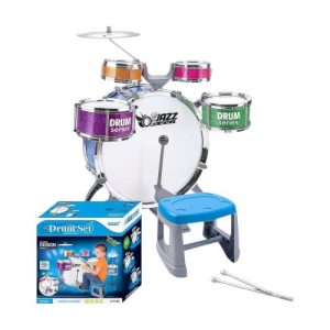 Барабанна установкастільчик, 4 барабани, 1 барабан із педаллю, 2 палички, 1 металевий диск, в коробці
