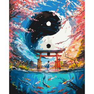 Картина за номерами "Інь Янь з японськими мотивами" 40х50 см