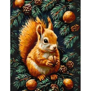 Картина за номерами "Білка з горіхом" 40*50 см