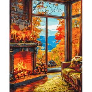 Картина за номерами "Тепло осіннього каміну" 40*50 см
