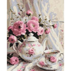 Алмазна мозаїка "Ароматний чай і квіти" 40х50 см