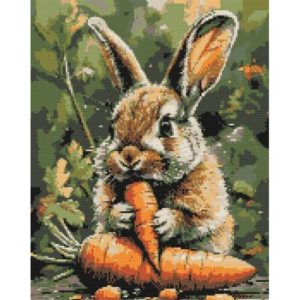Алмазна мозаїка "Кролик з морквою" 40х50 см