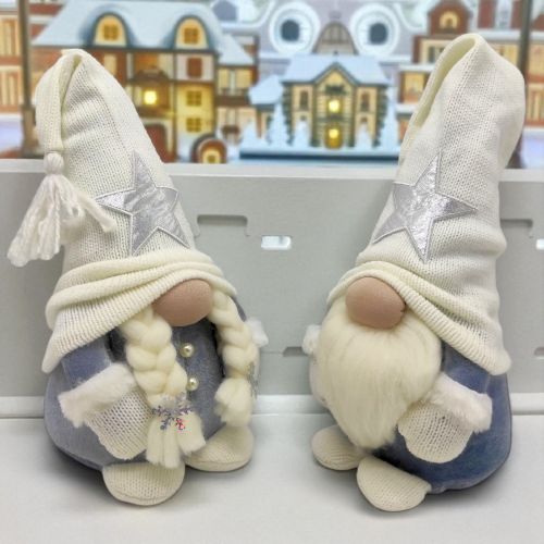 Мʼяка іграшка "Скандинавський гном", Hand Made (висота 30 см), дівчинка (БІЛИЙ)