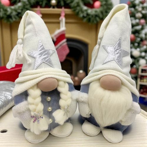 Мʼяка іграшка "Скандинавський гном", Hand Made (висота 30 см), дівчинка (БІЛИЙ)