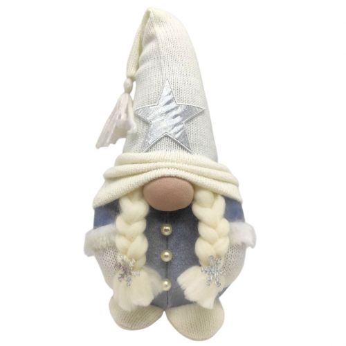 Мʼяка іграшка "Скандинавський гном", Hand Made (висота 30 см), дівчинка (БІЛИЙ)