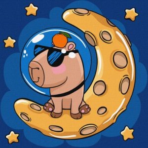 Картина за номерами "Капібара на місяці" 30x30см