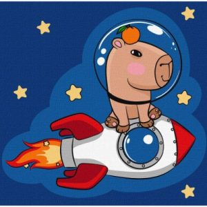 Картина за номерами "Капібара на ракеті" 30x30см