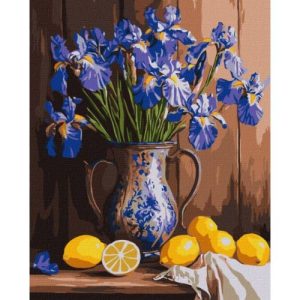 Картина за номерами "Іриси у вазі та лимони" 40x50см