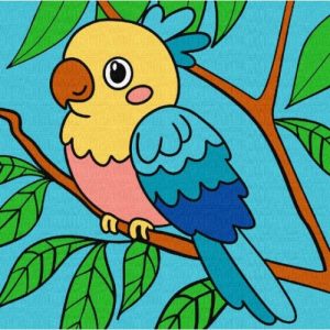 Картина за номерами "Яскрава папужка" 25х25 см