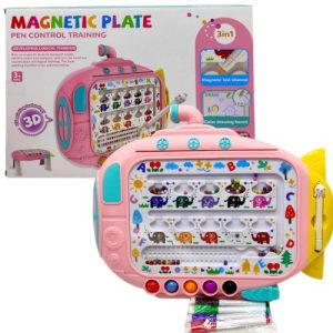 Магнітна гра (магнітний стилус, магнітна риболовля, дошка пиши-стирай, 4 маркери) РОЖЕВИЙ