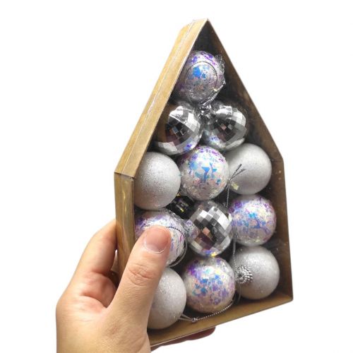 Новорічні прикраси, 12 штук, D=4 см, в коробці - Зображення 2