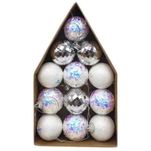 Новорічні прикраси, 12 штук, D=4 см, в коробці