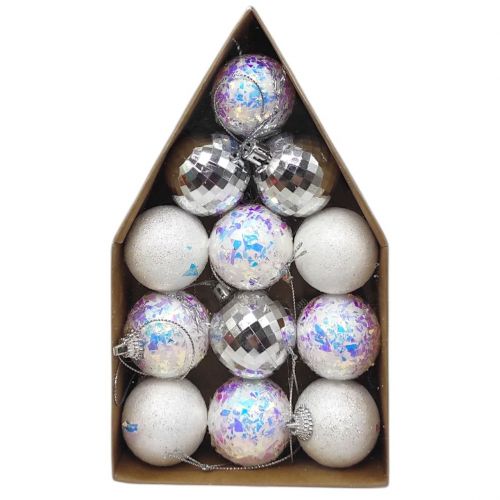 Набір новорічних прикрас 12 шт. діаметром 4 см у прозорій коробці