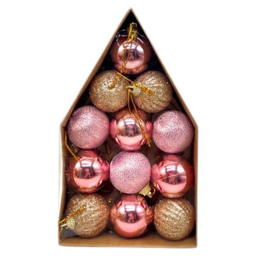 Набір новорічних кульок 12 шт. діаметром 4 см у прозорій коробці