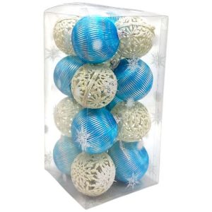 Новорічні прикраси, 16 штук, кульки, D=6 см, у слюді