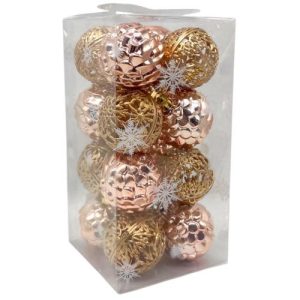 Новорічні прикраси, 16 штук, кульки, D=6 см, у слюді