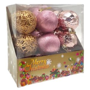 Новорічні прикраси, кульки, 18 штук, діаметр 5.5 см, в коробці