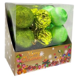 Новорічні прикраси, кульки, 18 штук, діаметр 5,5 см, в коробці