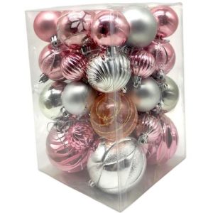 Новорічні прикраси, 36 штук, кульки, у слюді, в коробці