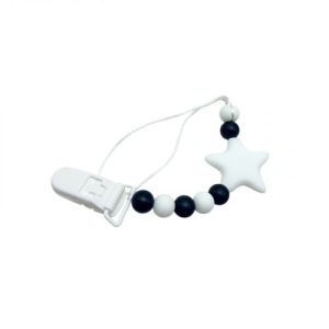 Силіконова ланцюжок для пустушки "Зірочка", БІЛИЙ