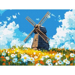 Картина за номерами "Млин посеред поля" 30х40 см