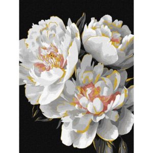 Картина за номерами з фарбами металік "Білосніжні бутони" 30х40см