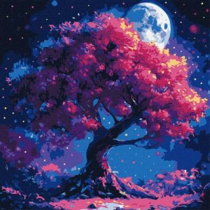 Картина по номерах "Силует дерева" 40х40 см