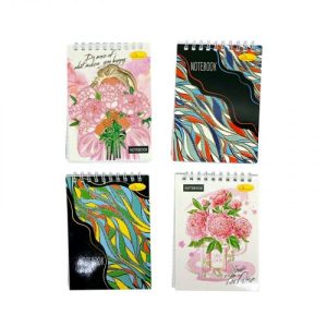 Блокнот з глітером А6, 80 арк., пружина зверху, мікс видів