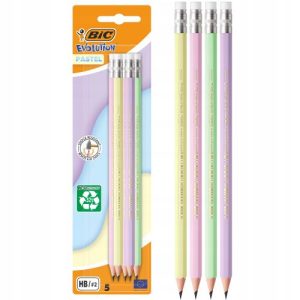 BIC Набір чорнографітних олівців Evolution пастель із гумкою 5 шт