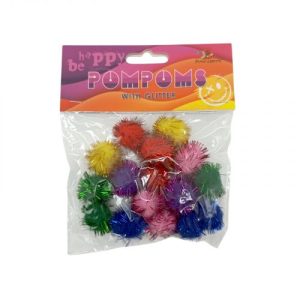 Помпони блискучі, 20мм,6 кольорів,18шт.
