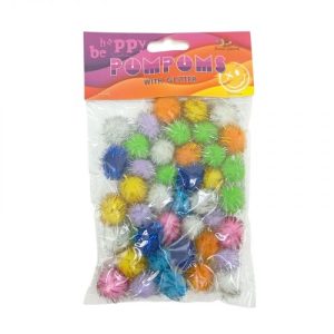Помпони блискучі, 18мм,8 кольорів,40шт