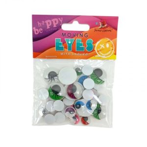 Рухомі очі в наборі, круглі з віями,35шт., 20мм*10шт кольорові,12мм*25шт чорні