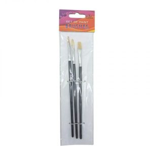 Набір пензлів для малювання,Щетина,розмір 2,4,6, 3шт.в пакеті,плоска головка,деревʼяна ручка