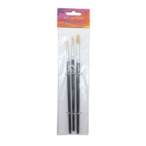 Набір пензлів для малювання,Щетина,розмір 2,4,6, 3шт.в пакеті,кругла головка,деревʼяна ручка