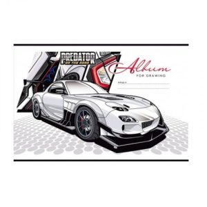 Альбом для малювання, 100г, на скобі, 202х292 мм, 12 аркушів. PREDATOR БІЛИЙ