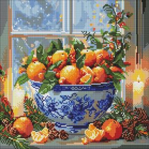 Алмазна мозаїка "Цитруси у вазі" 40х40 см