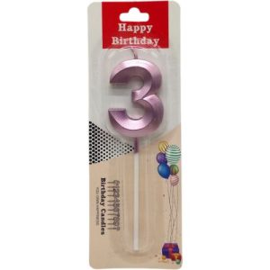 Свічка для торта "Цифра 3" (ФІОЛЕТОВА)