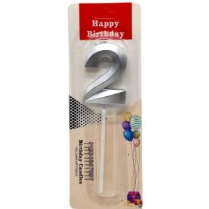 Свічка для торта "Цифра 2" (СРІБЛО)