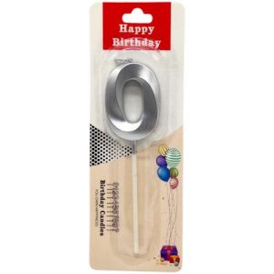 Свічка для торта "Цифра 0" (СРІБЛО)