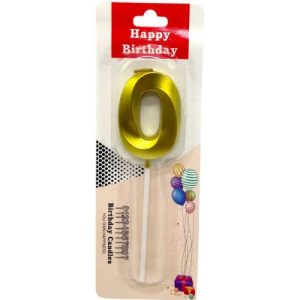 Свічка для торта "Цифра 0" (ЗОЛОТО)