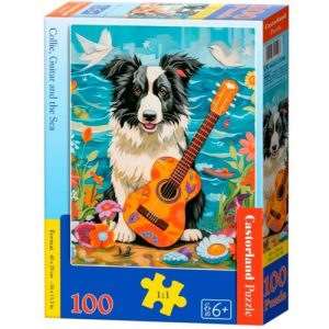 Пазли "Коллі, гітара та море" 100 елементів