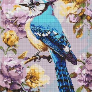 Алмазна мозаїка - "Сойка в півоніях" ©art_selena_ua, 40х50см