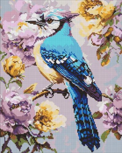 Алмазна мозаїка - "Сойка в півоніях" ©art_selena_ua, 40х50см