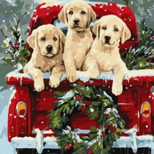 Картина за номерами - "Собача поїздка" ©art_selena_ua, 40х50см