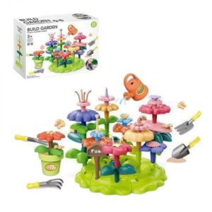 Конструктор “Квітковий сад”, набір садівника, 55 елементів, граблі, лопата, вила, лійка, вазон, квіти, в коробці