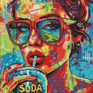 Алмазна мозаїка - "Дівчина з содовою" ©art_selena_ua, 40х50см