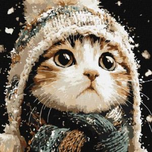 Картина за номерами - "Сніговий котик" ©art_selena_ua, 40х40см