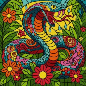 Картина за номерами - "Вітраж. Тропічна кобра" ©art_selena_ua, 30х30см