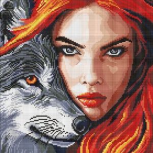 Алмазна мозаїка - "Руда з вовком" ©art_selena_ua, 40х50см