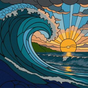 Картина за номерами - "Вітраж. Хвиля" ©art_selena_ua, 30х30